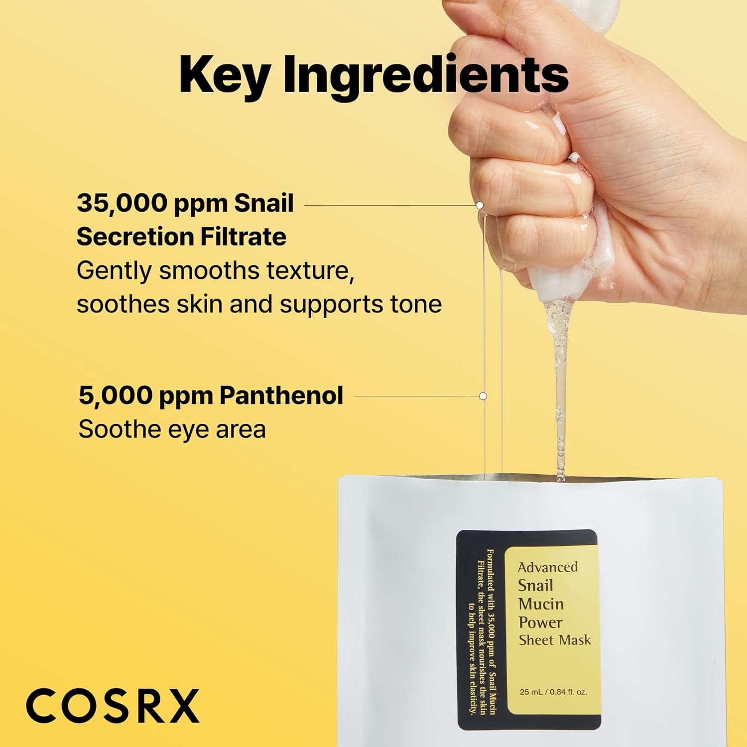 COSRX Snail Mucin Sheet Mask 10 EA with Snail Mucin Serum, Self Care, Face Masks for Dry, Sensitive Skin, Not Tested on Animals, No Parabens, No Sulfates, Korean Skin Care, Stocking Stuffers - Image 3