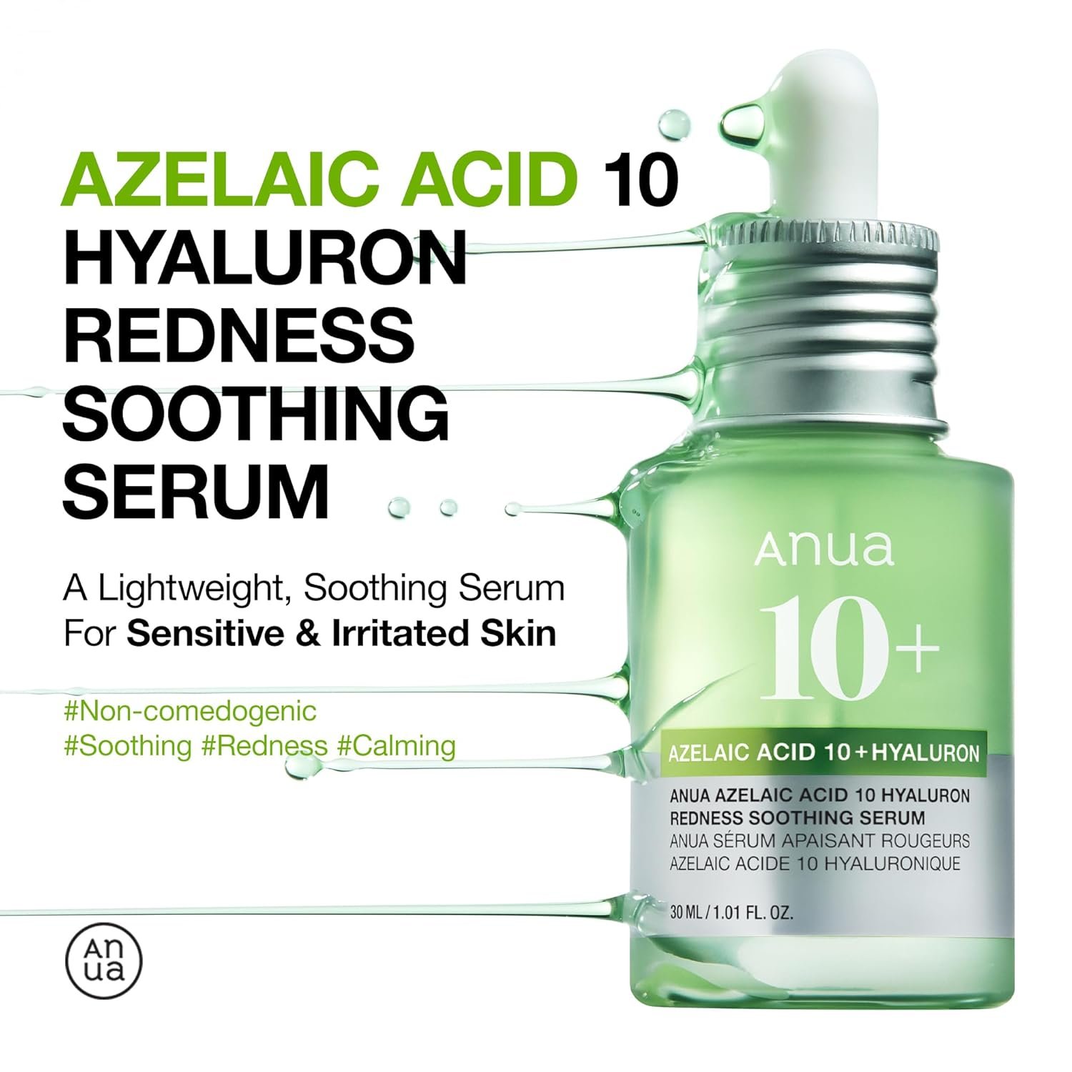 Anua Azelaic Acid 10 Hyaluron Redness Soothing Serum, Facial Serum for Troubled & Sensitive Skin, Breakouts, Hyaluronic Acid, Niacinamide, Spot Care, Natural Color, Korean Skincare (30ml/ 1.01 fl oz.) - Image 2