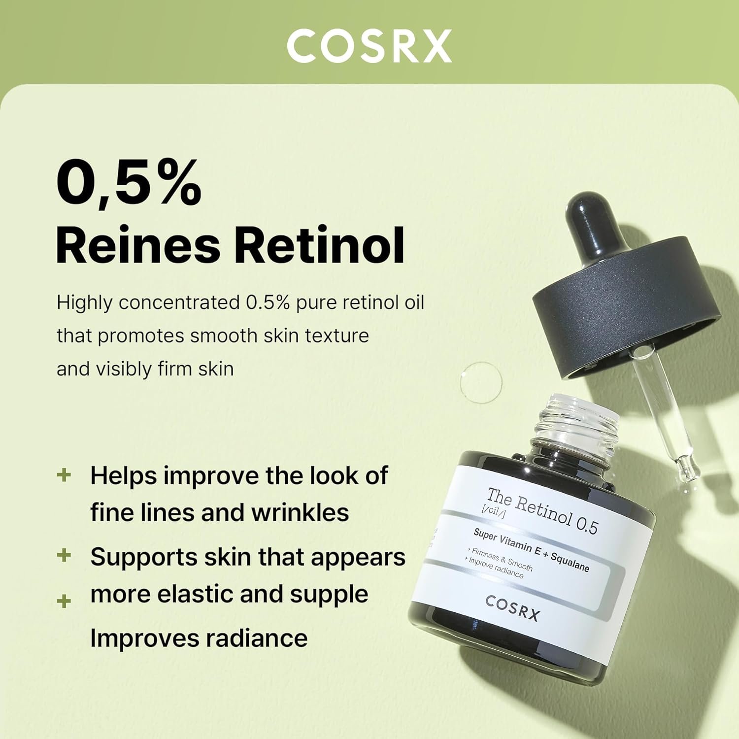 COSRX Retinol 0.5 Oil, Anti-aging Serum with 0.5% Retinoid Treatment for Face, Reduce Wrinkles, Fine Lines, Gentle Skincare for Day & Night, Not Tested on Animals, Korean Skin Care, Stocking Stuffers - Image 2