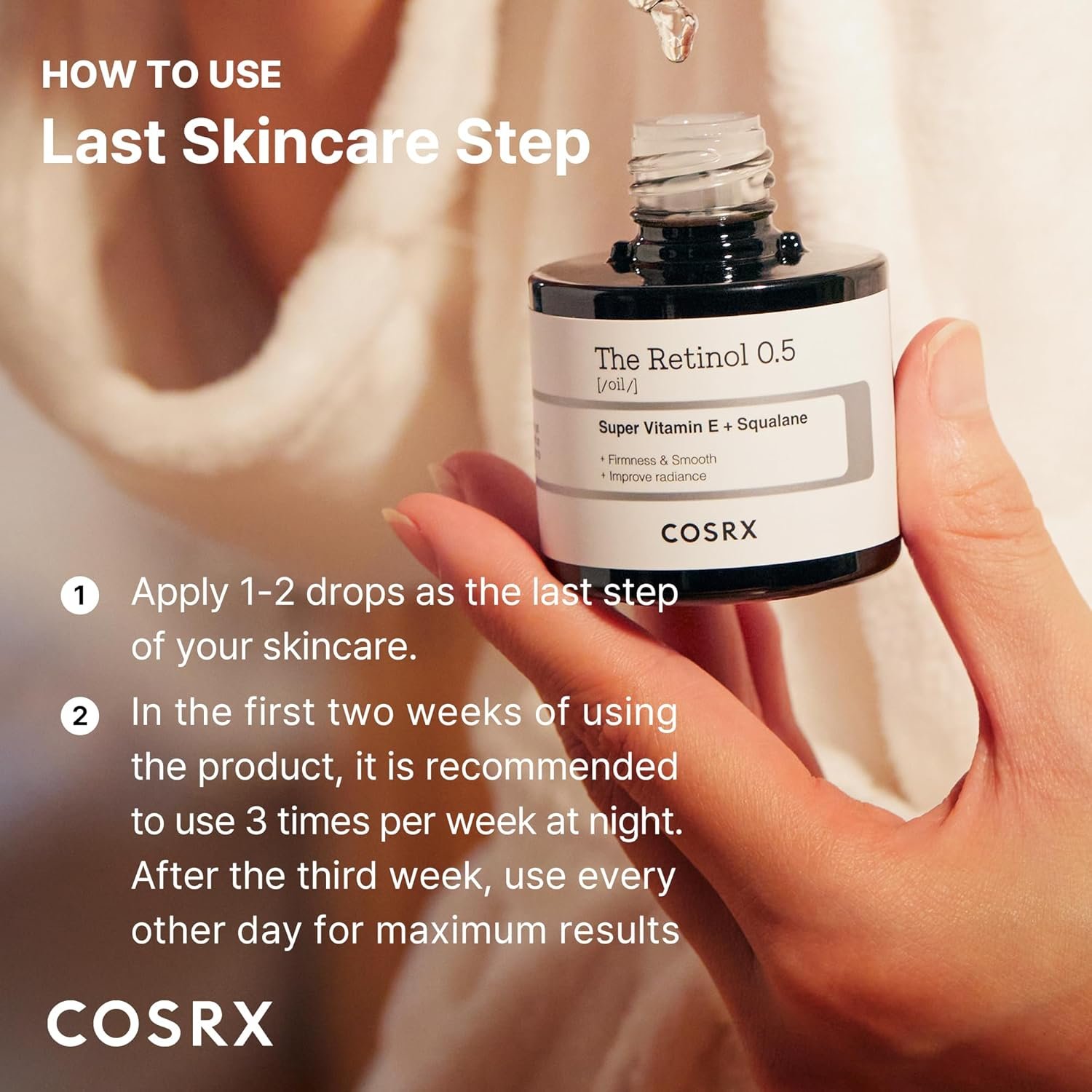 COSRX Retinol 0.5 Oil, Anti-aging Serum with 0.5% Retinoid Treatment for Face, Reduce Wrinkles, Fine Lines, Gentle Skincare for Day & Night, Not Tested on Animals, Korean Skin Care, Stocking Stuffers - Image 7